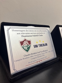 PLACA DE HOMENAGEM ACM AÇO ESCOVADO + ESTOJO VELUDO