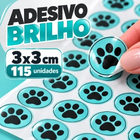 ADESIVO BRILHO - 115 UNIDADES POR FOLHA - 3CM X 3CM