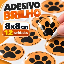 ADESIVO BRILHO - 12 UNIDADES POR FOLHA - 8CM X 8CM