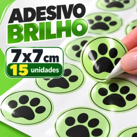 ADESIVO BRILHO - 15 UNIDADES POR FOLHA - 7CM X 7CM