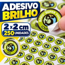 ADESIVO BRILHO - 250 UNIDADES  POR FOLHA - 2CM X 2CM