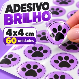 ADESIVO BRILHO - 60 UNIDADES POR FOLHA - 4CM X 4CM