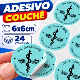 ADESIVO COUCHÊ - 24 UNIDADES POR FOLHA - 6CM X 6CM