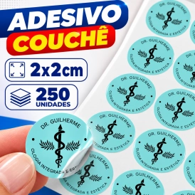 ADESIVO COUCHÊ - 250 UNIDADES POR FOLHA - 2CM X 2CM