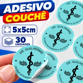 ADESIVO COUCHÊ - 30 UNIDADES POR FOLHA - 5CM X 5CM