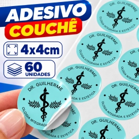 ADESIVO COUCHÊ - 60 UNIDADES POR FOLHA - 4CM X 4CM
