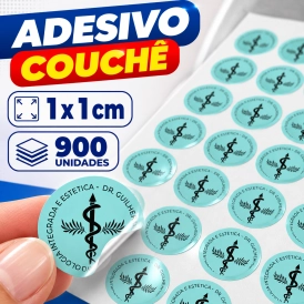 ADESIVO COUCHÊ - 900 UNIDADES POR FOLHA - 1CM X 1CM