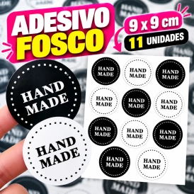 ADESIVO FOSCO - 11 UNIDADES POR FOLHA - 9CM X 9CM