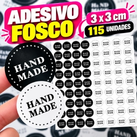ADESIVO FOSCO - 115 UNIDADES POR FOLHA - 3CM X 3CM