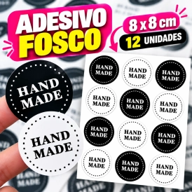 ADESIVO FOSCO - 12 UNIDADES POR FOLHA - 8CM X 8CM