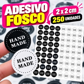 ADESIVO FOSCO - 250 UNIDADES POR FOLHA - 2CM X 2CM