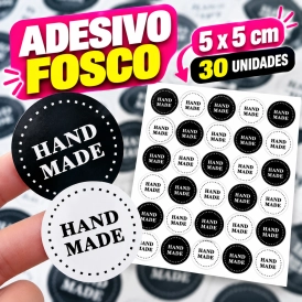 ADESIVO FOSCO - 30 UNIDADES POR FOLHA - 5CM X 5CM