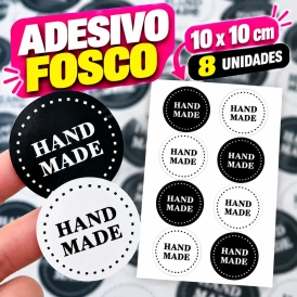 ADESIVO FOSCO - 8 UNIDADES POR FOLHA - 10CM X 10CM