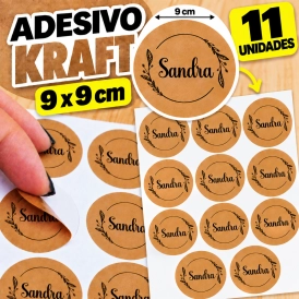 ADESIVO KRAFT - 11 UNIDADES POR FOLHA - 9CM X9CM