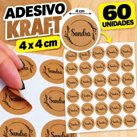 ADESIVO KRAFT - 60 UNIDADES POR FOLHA - 4CM X4CM