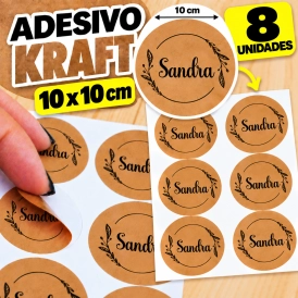 ADESIVO KRAFT - 8 UNIDADES POR FOLHA - 10CM X10CM