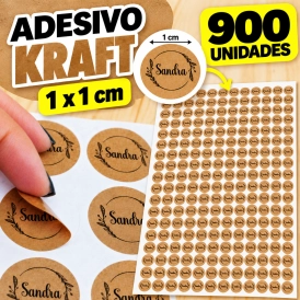 ADESIVO KRAFT - 900 UNIDADES POR FOLHA - 1CM X 1CM