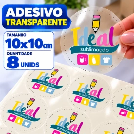 ADESIVO TRANSPARENTE - 8 UNIDADES POR FOLHA - 10CM X 10CM