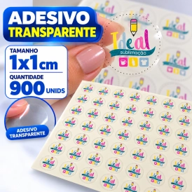ADESIVO TRANSPARENTE - 900 UNIDADES POR FOLHA - 1CM X 1CM
