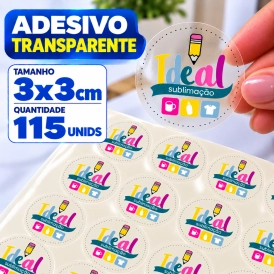 ADESIVO TRANSPARENTE - 115 UNIDADES POR FOLHA - 3CM X 3CM