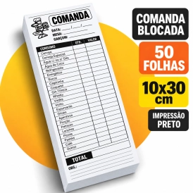COMANDA BLOCADA PERSONALIZADA - 50 FOLHAS - 10x30CM