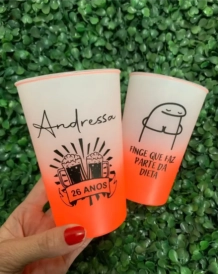 Copo Festa 480 ml (Branco c/ Degradê varias cores) - Frente e Verso