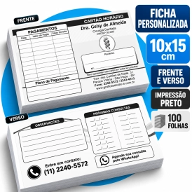 FICHA PERSONALIZADA - 1X1 - SEM VINCO - 10X15CM