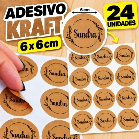 ADESIVO KRAFT - 24 UNIDADES POR FOLHA - 6CM X 6CM
