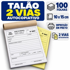 PERSONALIZADO 2 VIAS - 10X15CM - AUTOCOPIATIVO - 100 FOLHAS - PRETO