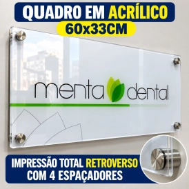QUADRO DE ACRÍLICO 3MM - IMPRESSÃO RETROVERSO TOTAL + ESPAÇADORES - 60X33CM