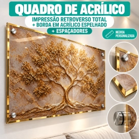 QUADRO DE ACRÍLICO 3MM IMPRESSÃO TOTAL + BORDA ESPELHADA + ESPAÇADORES