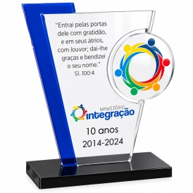 TROFÉU ACRÍLICO COM IMPRESSÃO + BASE PRETA 10MM LISA - PERSONALIZADO