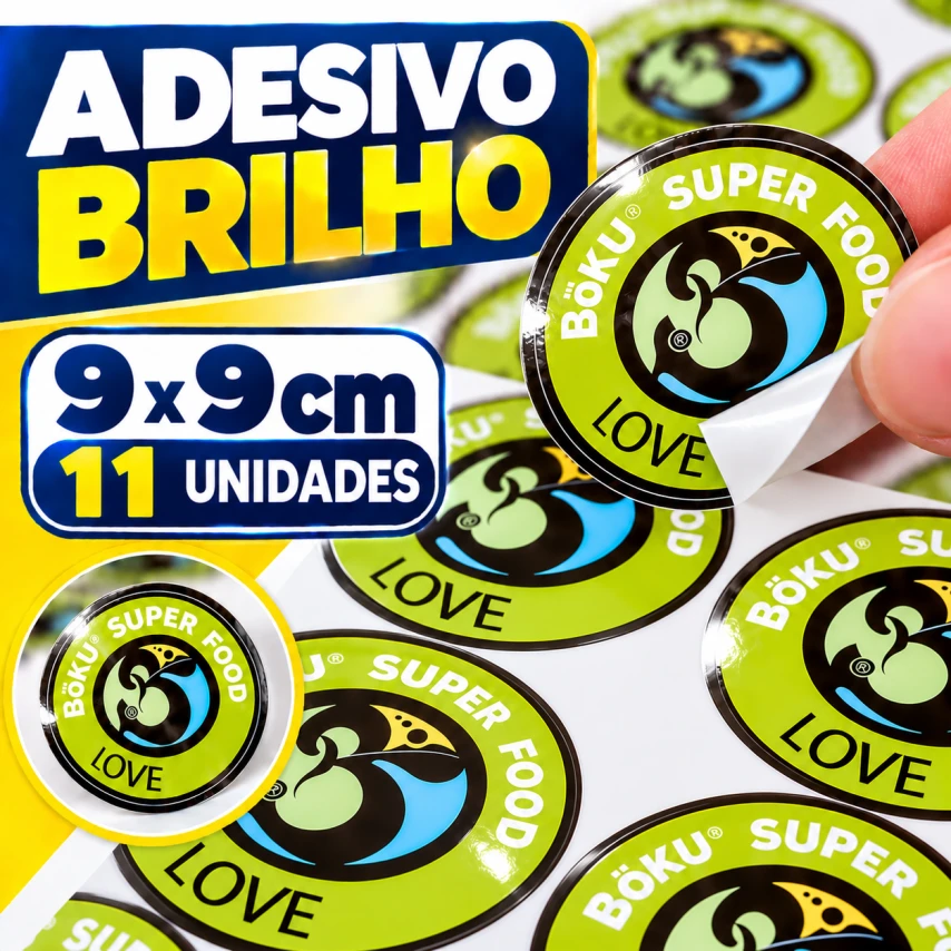 ADESIVO BRILHO - 11 UNIDADES POR FOLHA - 9CM X 9CM