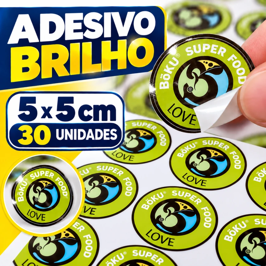 ADESIVO BRILHO - 30 UNIDADES POR FOLHA - 5CM X 5CM