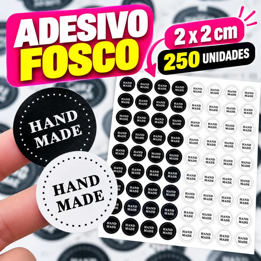 ADESIVO FOSCO - 250 UNIDADES POR FOLHA - 2CM X 2CM