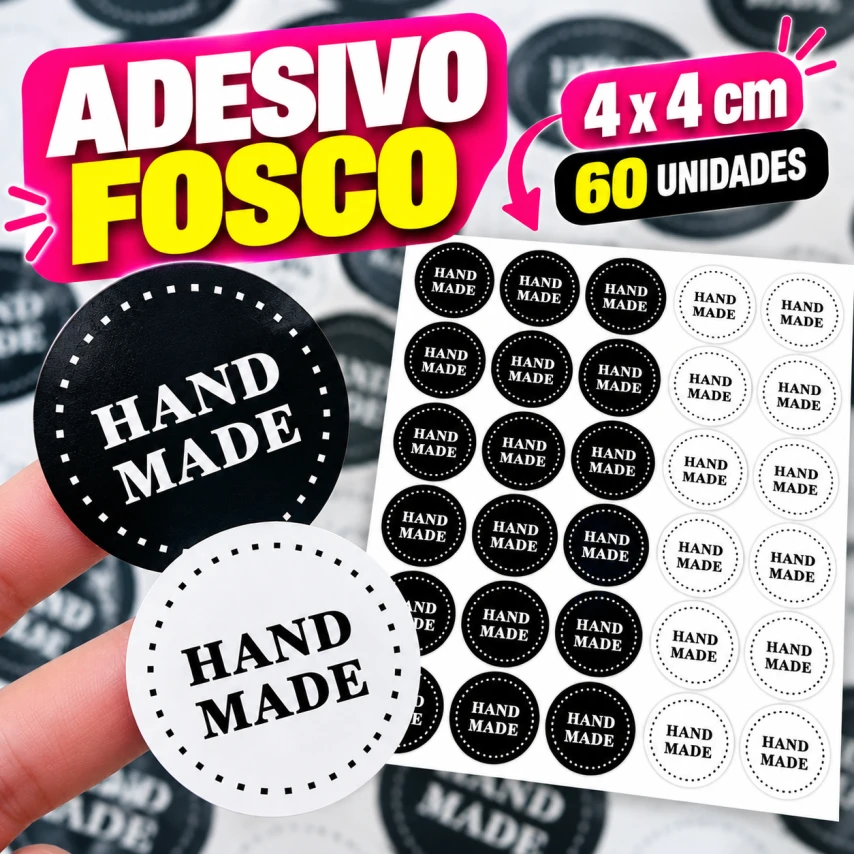 ADESIVO FOSCO - 60 UNIDADES POR FOLHA - 4CM X 4CM
