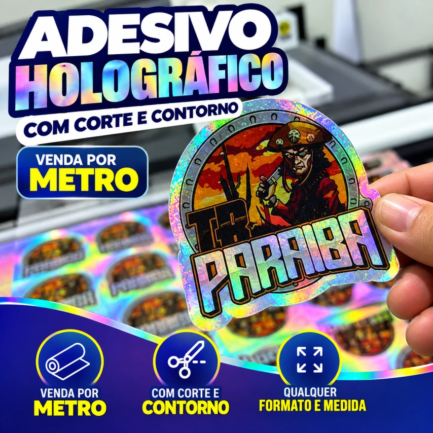 ADESIVO HOLOGRÁFICO UV - CORTE E CONTORNO - METRO