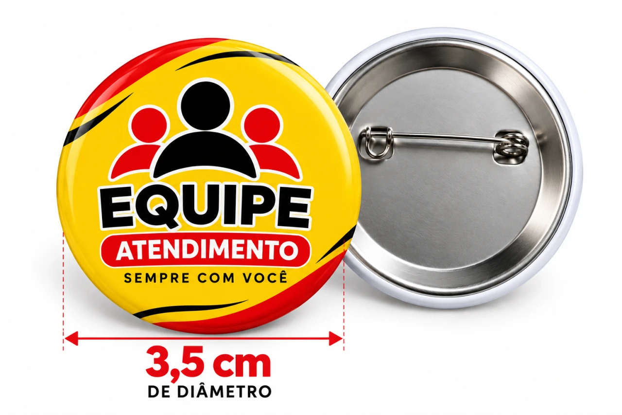 BOTTON COM ALFINETE PERSONALIZADO - 3,5CM