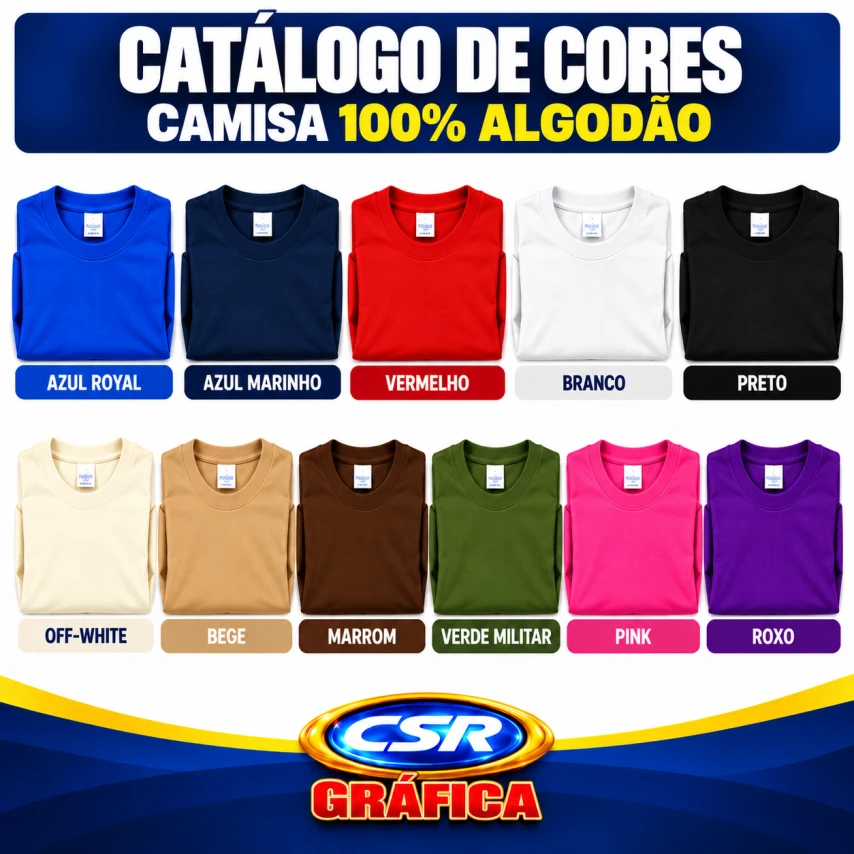 CAMISA DE ALGODÃO PERSONALIZADA DTF - FRENTE A4 E COSTAS A4