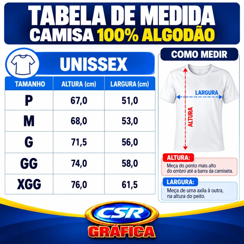 CAMISA DE ALGODÃO PERSONALIZADA - 1 COR - PEITO 8x8 E COSTAS A4