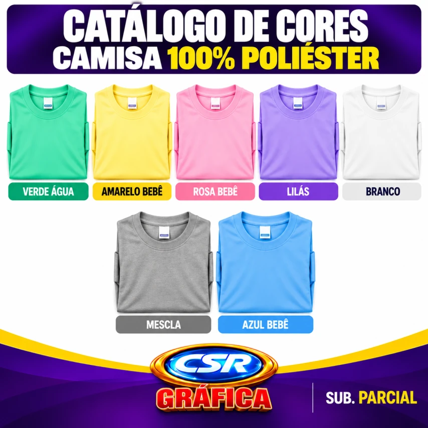 CAMISA DE POLIÉSTER PERSONALIZADA PARCIAL - PEITO 8x8 E COSTAS A4 - P AO GG