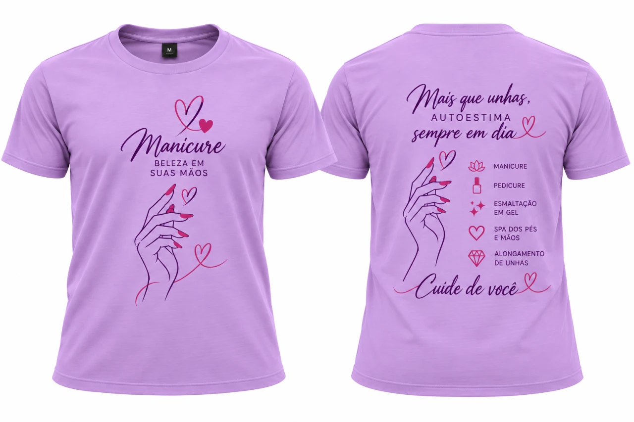 CAMISA DE POLIÉSTER PERSONALIZADA DTF - FRENTE A4 E COSTAS A4