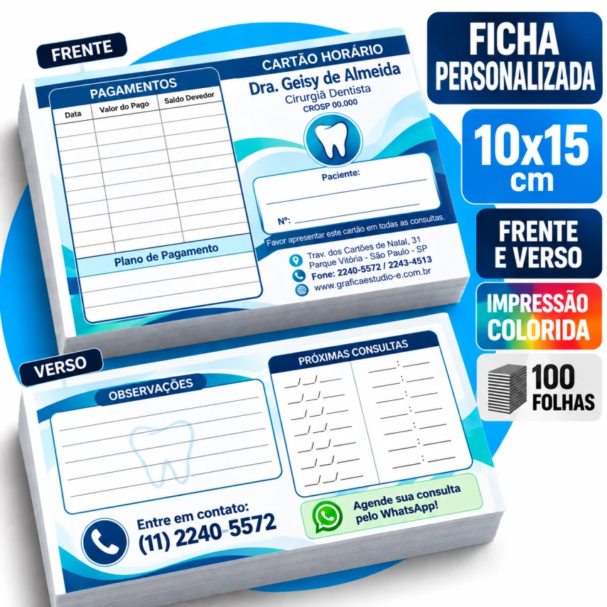 FICHA PERSONALIZADA - 4X4 - SEM VINCO - 10X15CM