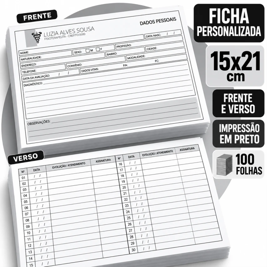 FICHA PERSONALIZADA - 1X1 - SEM VINCO - 14X20CM