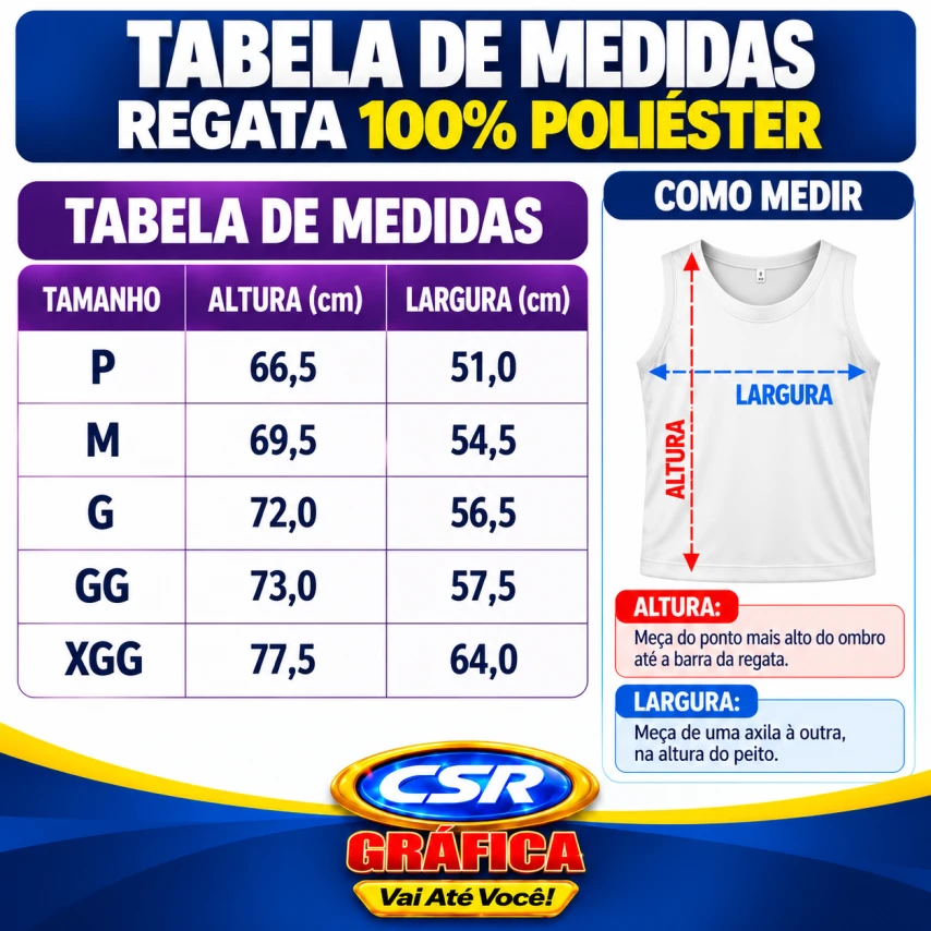 REGATA DE POLIÉSTER PERSONALIZADA DTF - PEITO 8X8 E COSTAS A4