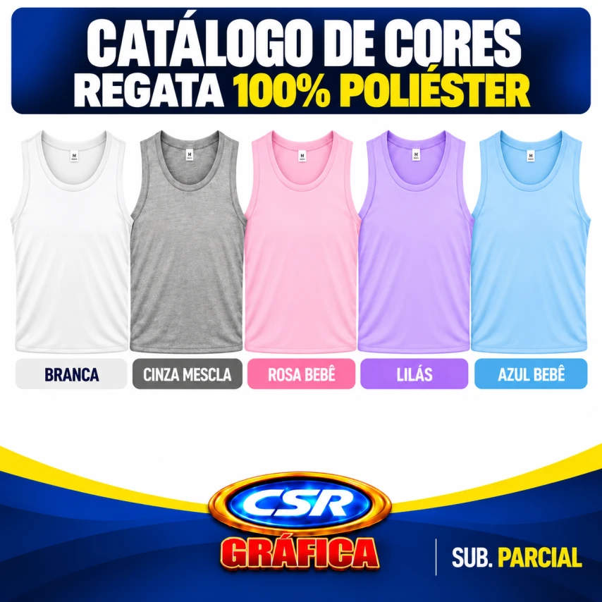REGATA POLIÉSTER PERSONALIZADA PARCIAL - PEITO 8x8 E COSTAS A4 - P AO GG