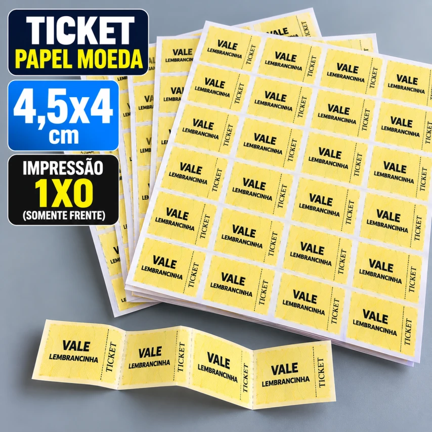 TICKET DE PAPEL MOEDA  PERSONALIZADO - 4,5X4CM