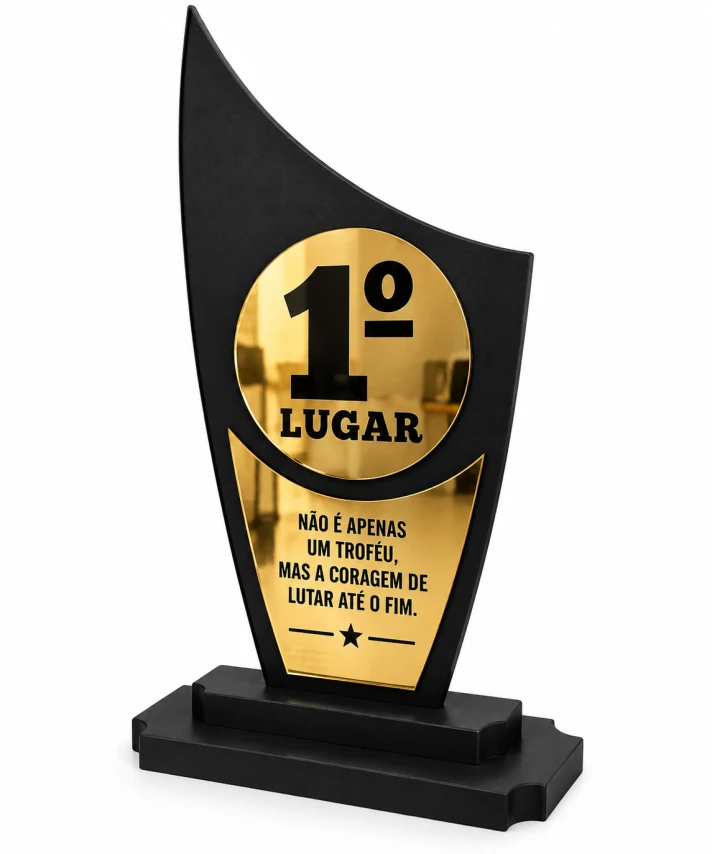 TROFÉU PVC 10MM COM ESPELHADO LASER - 30X15 - PERSONALIZADO